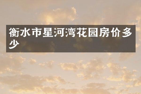 衡水市星河湾花园房价多少