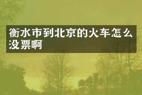 衡水市到北京的火车怎么没票啊