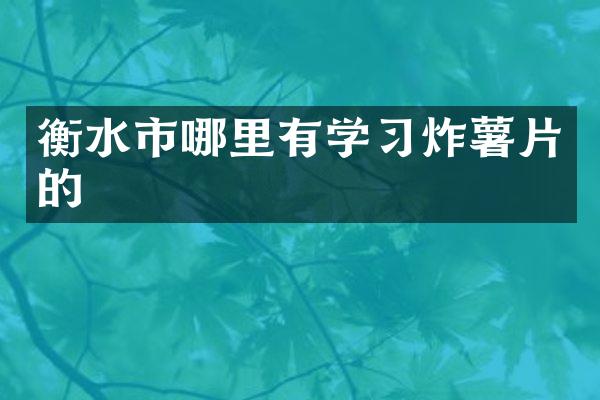 衡水市哪里有学习炸薯片的
