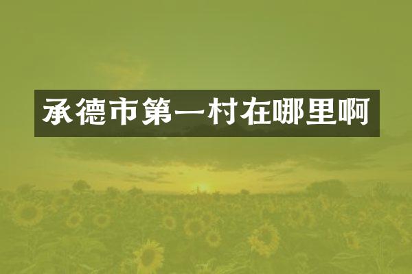 承德市第一村在哪里啊