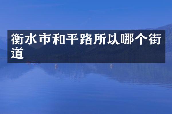 衡水市和平路所以哪个街道
