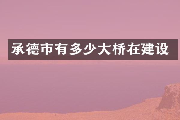 承德市有多少大桥在建设