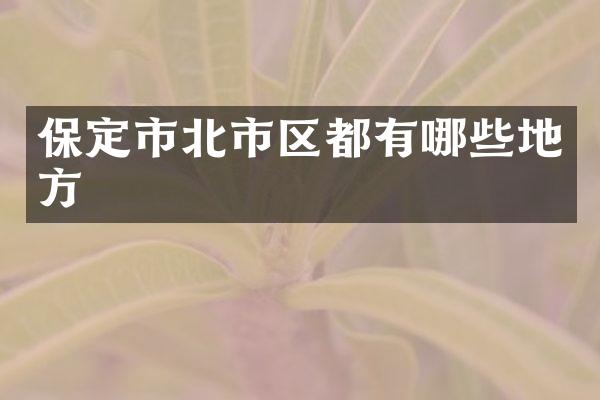 保定市北市区都有哪些地方