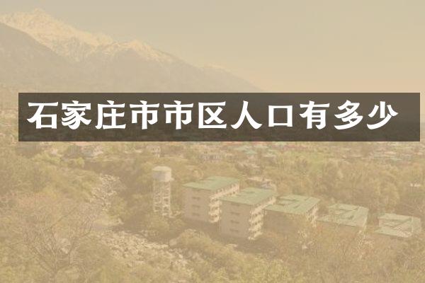 石家庄市市区人口有多少