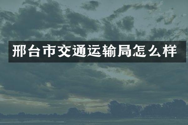 邢台市交通运输局怎么样