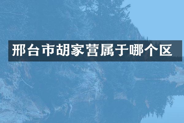 邢台市胡家营属于哪个区