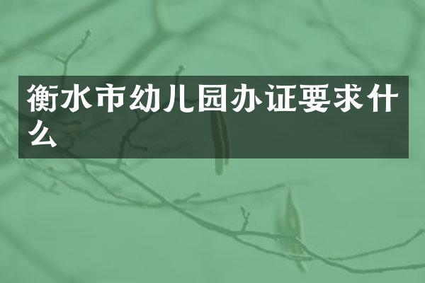 衡水市幼儿园办证要求什么