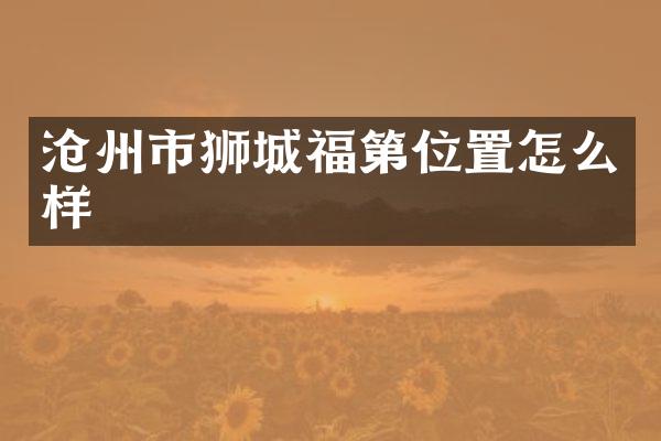 沧州市狮城福第位置怎么样