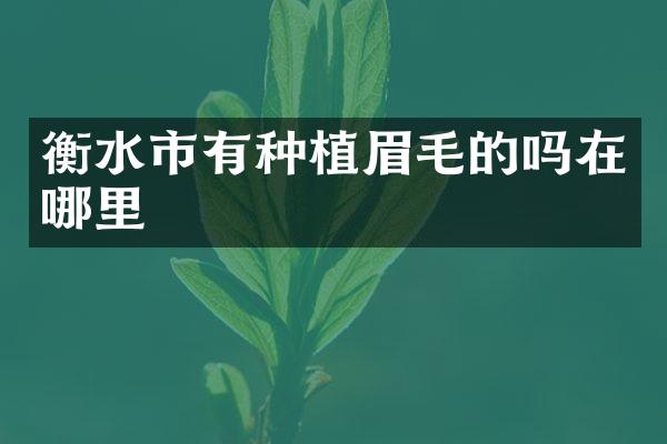衡水市有种植眉毛的吗在哪里