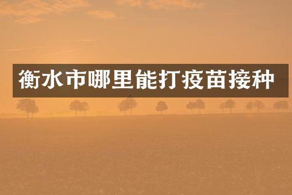 衡水市哪里能打疫苗接种