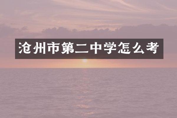 沧州市第二中学怎么考