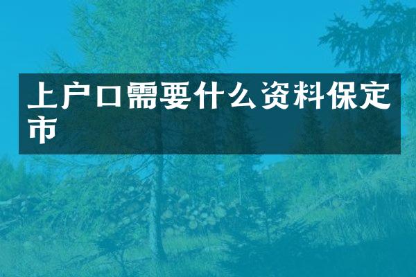 上户口需要什么资料保定市