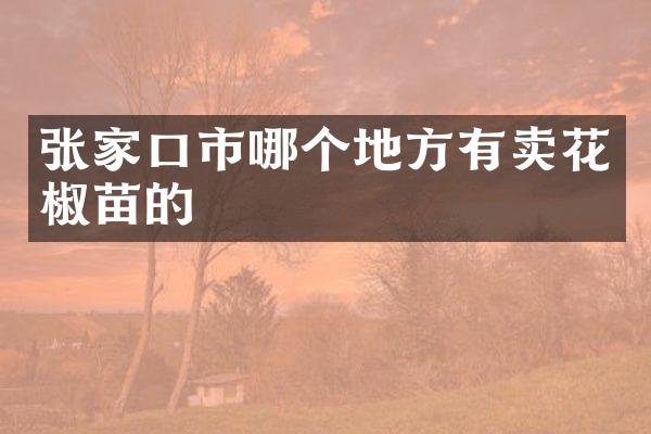 张家口市哪个地方有卖花椒苗的