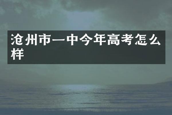 沧州市一中今年高考怎么样