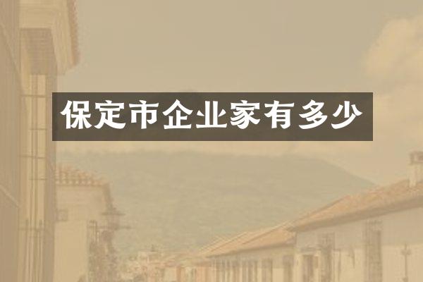 保定市企业家有多少