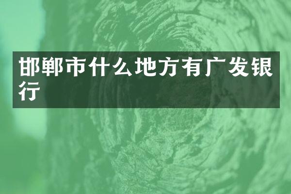 邯郸市什么地方有广发银行