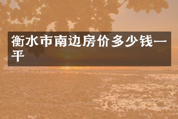 衡水市南边房价多少钱一平