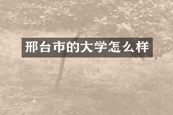 邢台市的大学怎么样