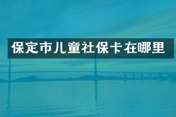 保定市儿童社保卡在哪里
