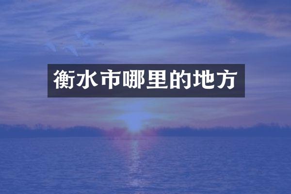 衡水市哪里的地方