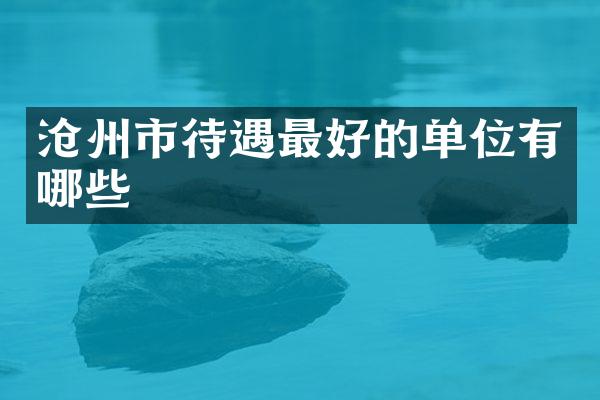沧州市待遇最好的单位有哪些