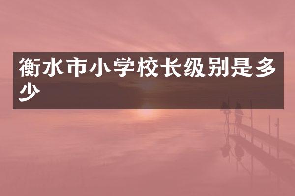 衡水市小学校长级别是多少