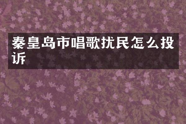 秦皇岛市唱歌扰民怎么投诉