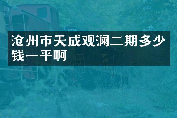 沧州市天成观澜二期多少钱一平啊