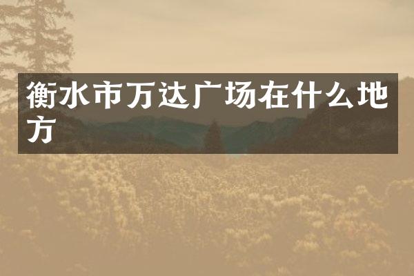 衡水市万达广场在什么地方