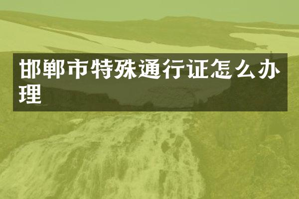邯郸市特殊通行证怎么办理