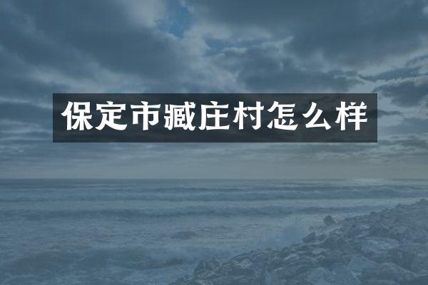 保定市臧庄村怎么样
