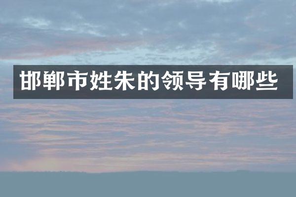 邯郸市姓朱的领导有哪些
