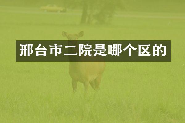邢台市二院是哪个区的