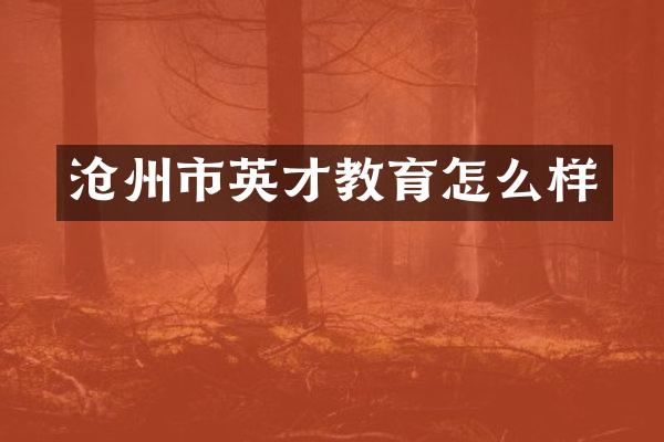 沧州市英才教育怎么样