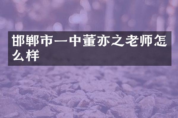 邯郸市一中董亦之老师怎么样