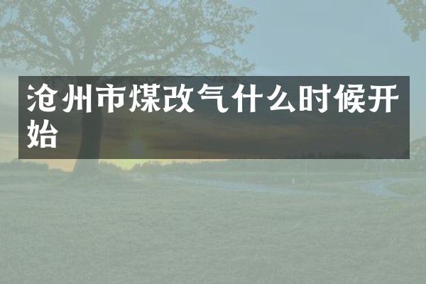 沧州市煤改气什么时候开始