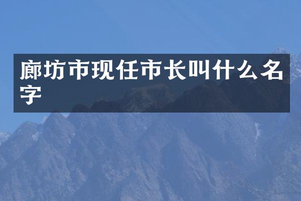 廊坊市现任市长叫什么名字