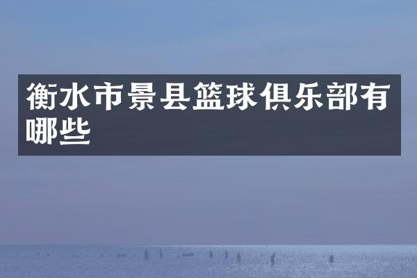 衡水市景县篮球俱乐部有哪些