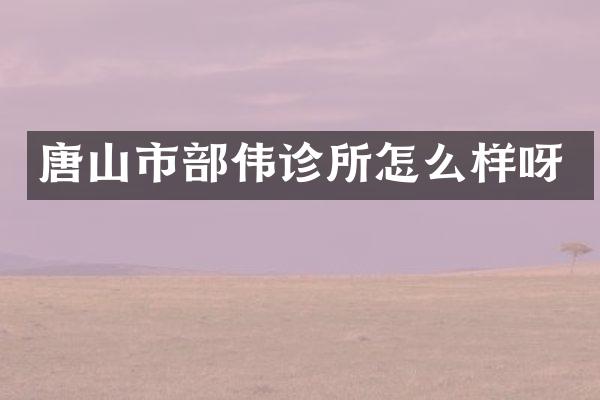 唐山市部伟诊所怎么样呀