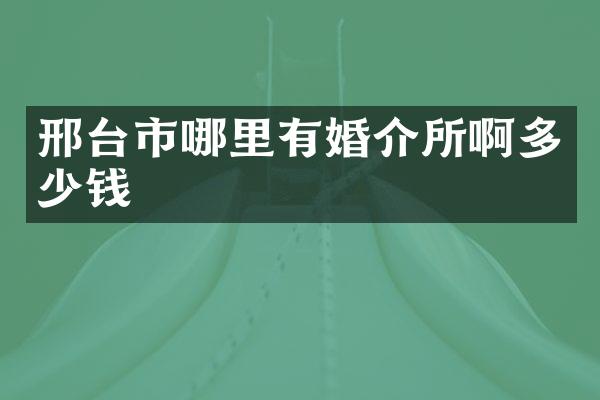 邢台市哪里有婚介所啊多少钱