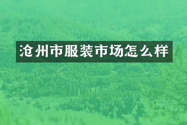 沧州市服装市场怎么样