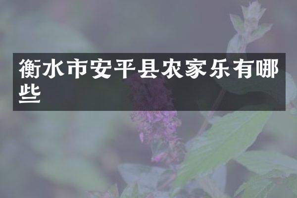 衡水市安平县农家乐有哪些