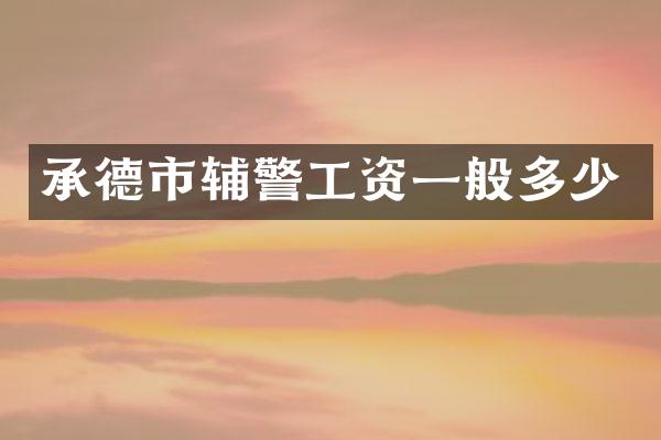 承德市辅警工资一般多少