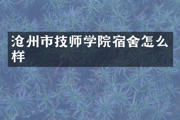 沧州市技师学院宿舍怎么样