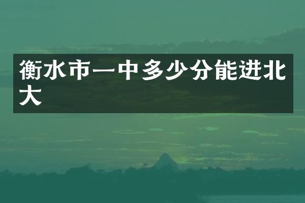 衡水市一中多少分能进北大