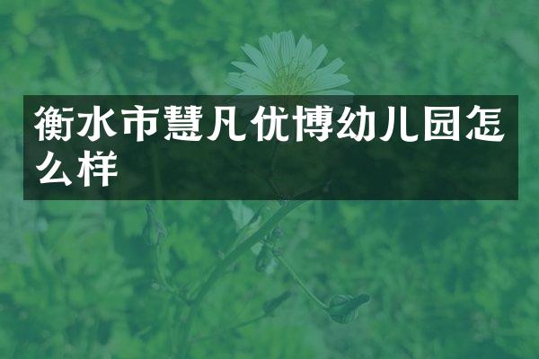 衡水市慧凡优博幼儿园怎么样