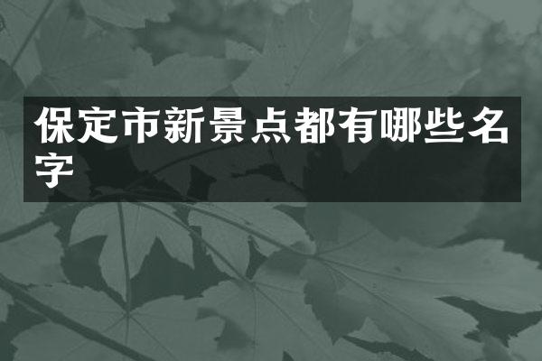 保定市新景点都有哪些名字
