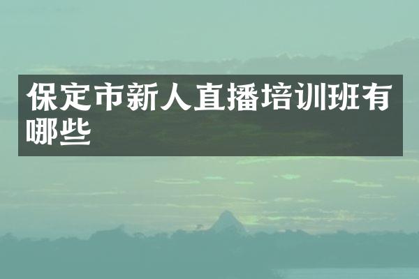 保定市新人直播培训班有哪些