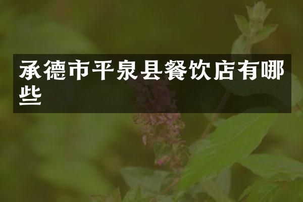 承德市平泉县餐饮店有哪些