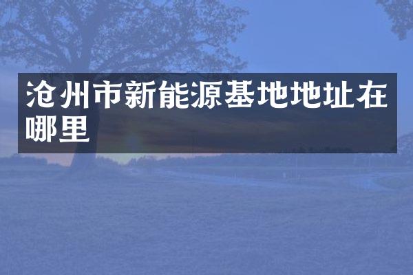 沧州市新能源基地地址在哪里